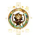 astronomical symbol of ram, lion and scorpio mixed together tattoo design idea