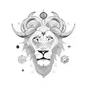 astronomical symbol of ram, lion and scorpio mixed together tattoo design idea