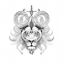 astronomical symbol of ram, lion and scorpio mixed together tattoo design idea