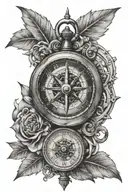 compass and clock hands tattoo design idea
