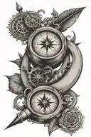 compass and clock hands tattoo design idea