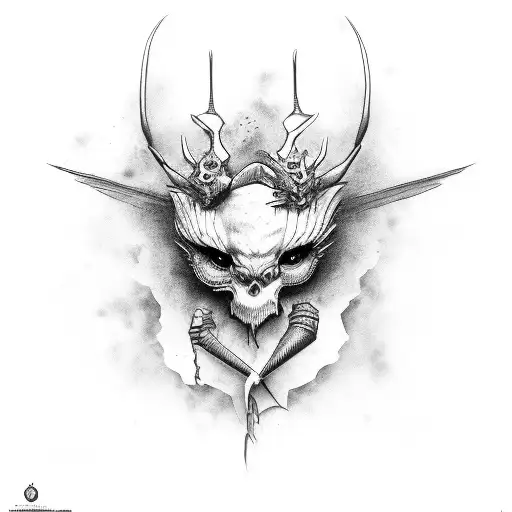 scarabée corp crane humain  tattoo design idea