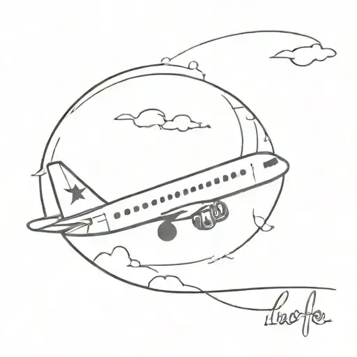 simple airplane with words live life fully one line drawing tattoo design idea