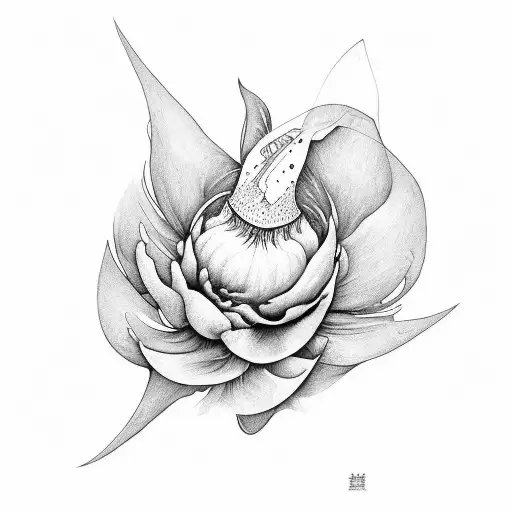 manta ray peony tattoo design idea