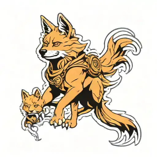 kurama from Naruto with Shiba Inu head  tattoo design idea