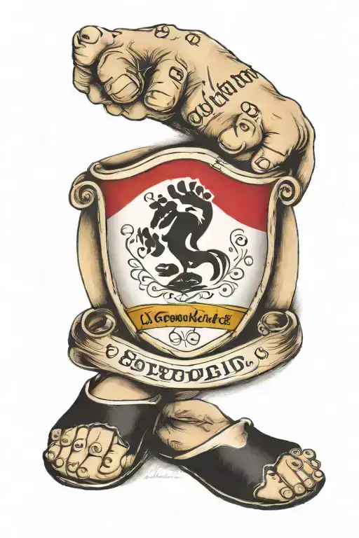 babyfootprint name intertwined scottidh and spanish flag tattoo design idea