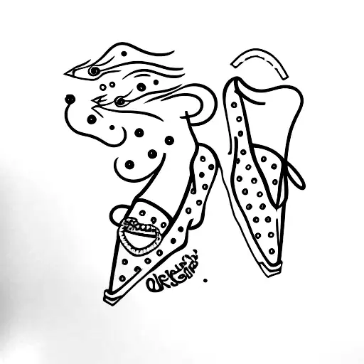 ostrich with ballerina shoes tattoo design idea