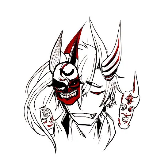 Hannya mask tattoo design idea