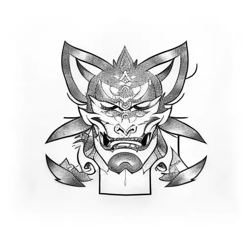 Hannya mask tattoo design idea