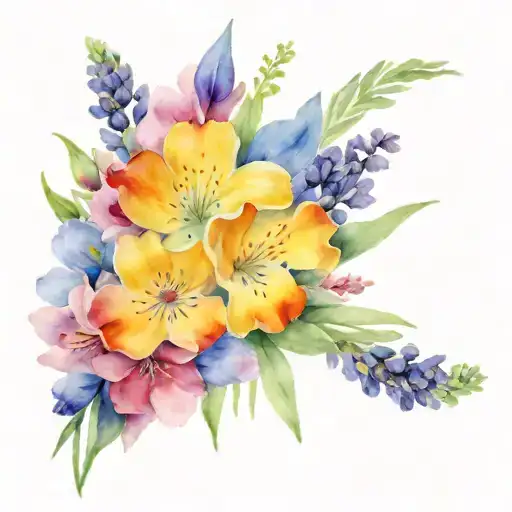 wildflowers lavender bouquet tattoo design idea