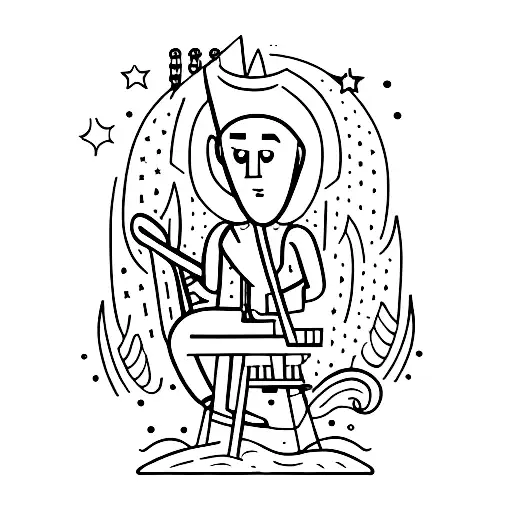 Magician performing a guitar solo on a mountaintop tattoo design idea