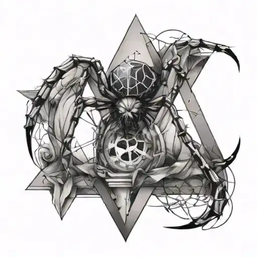 spider on a hourglass made of triangles tattoo design idea