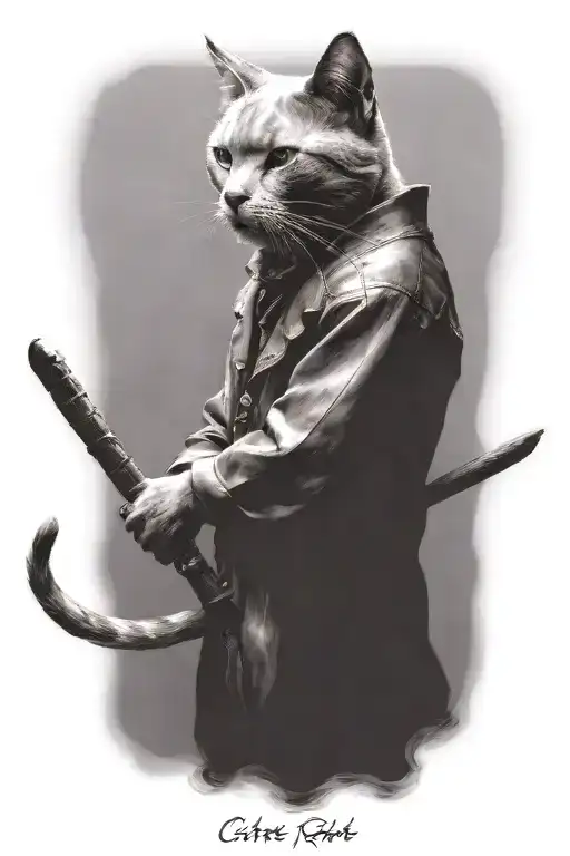 make the cats fur grey tattoo design idea