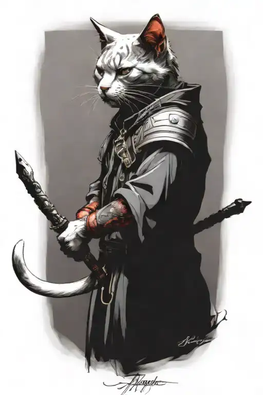 make cat clothing red. tattoo design idea