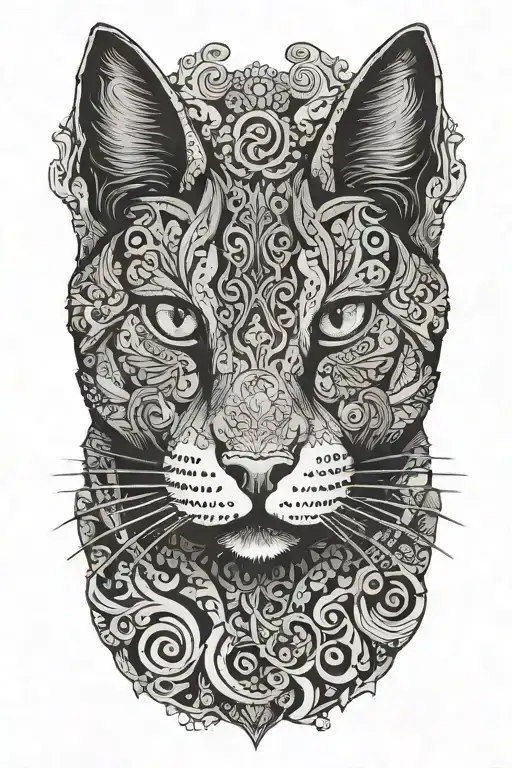 Russian blue cat breed face with an open mouth viewed from side only  tattoo design idea