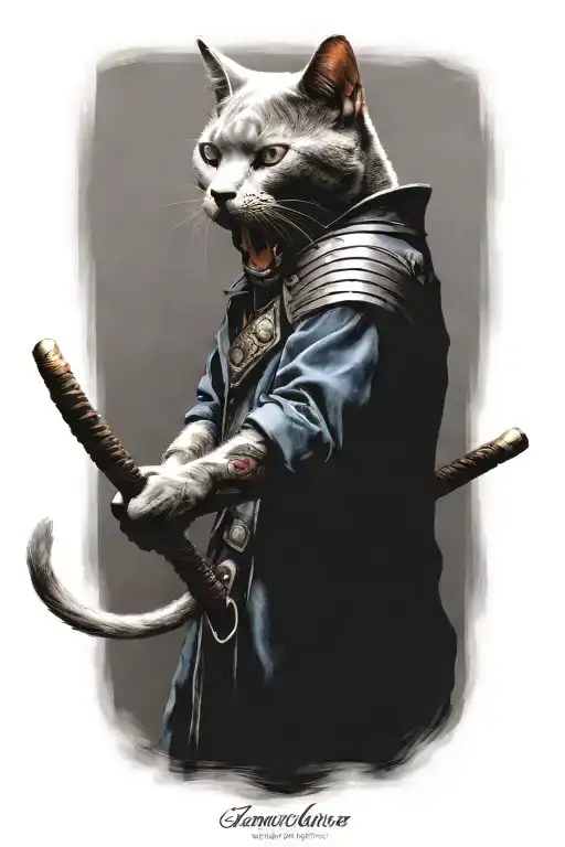 Russian blue cat yawning  tattoo design idea