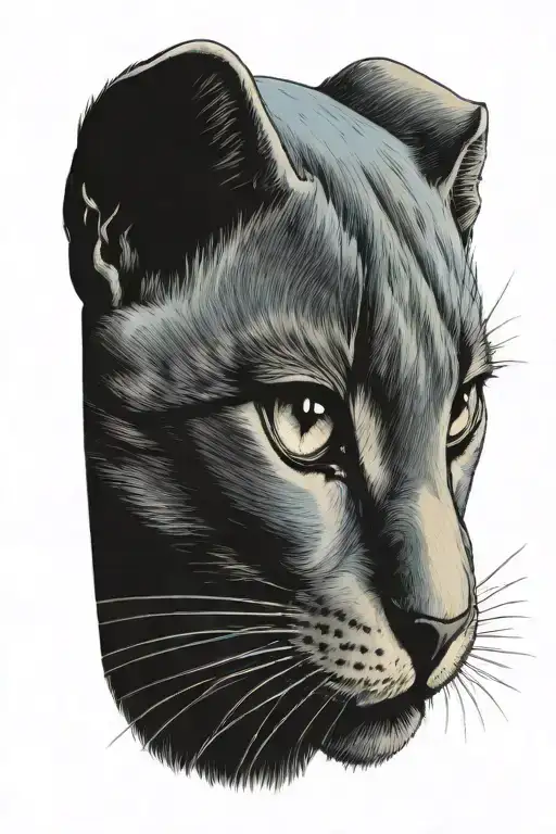 Russian blue cat breed face side view open mouth tattoo design idea