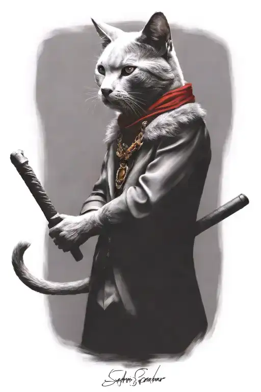 make the cats fur grey tattoo design idea