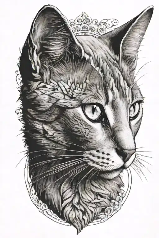 Russian blue cat breed face side view  tattoo design idea