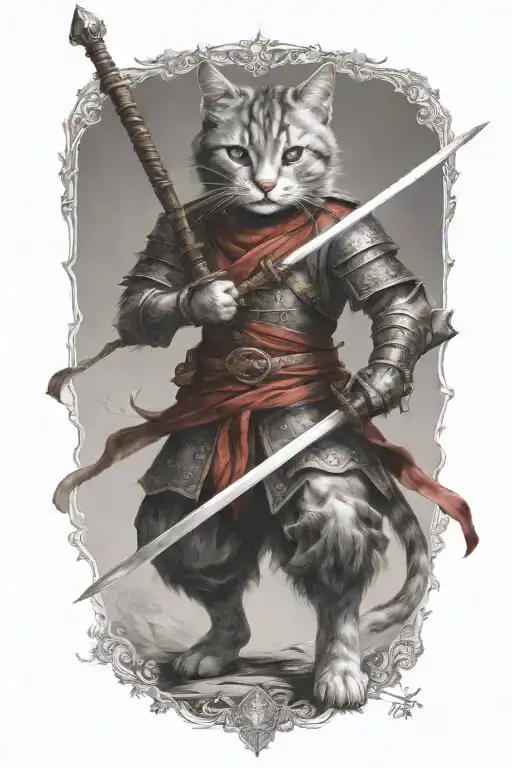 make female cat warrior  tattoo design idea