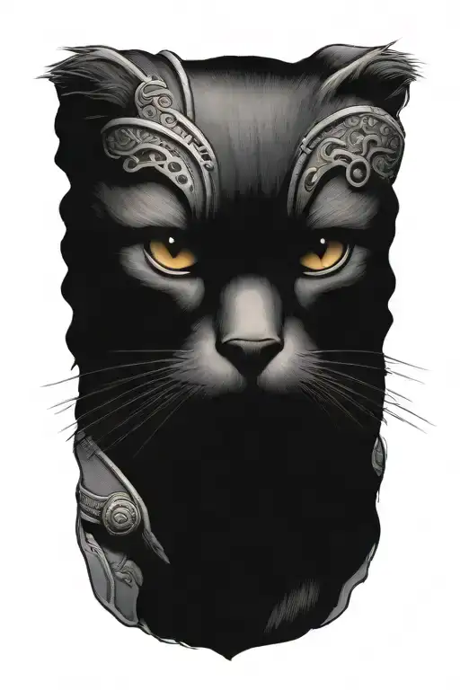 head to toe Russian blue cat samurai warrior battling tattoo design idea