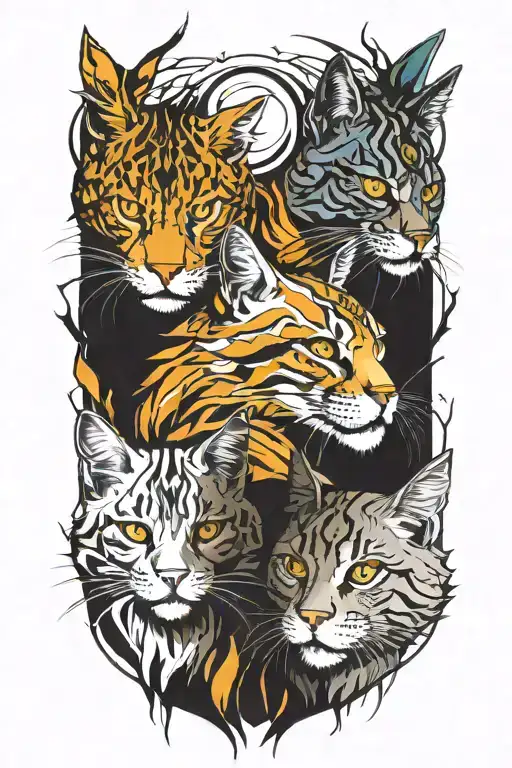 two warrior cats tattoo design idea