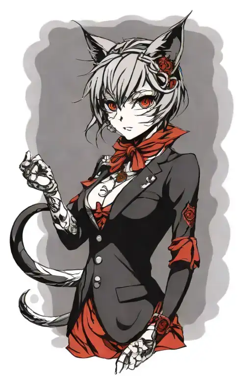 make cat clothing red. tattoo design idea