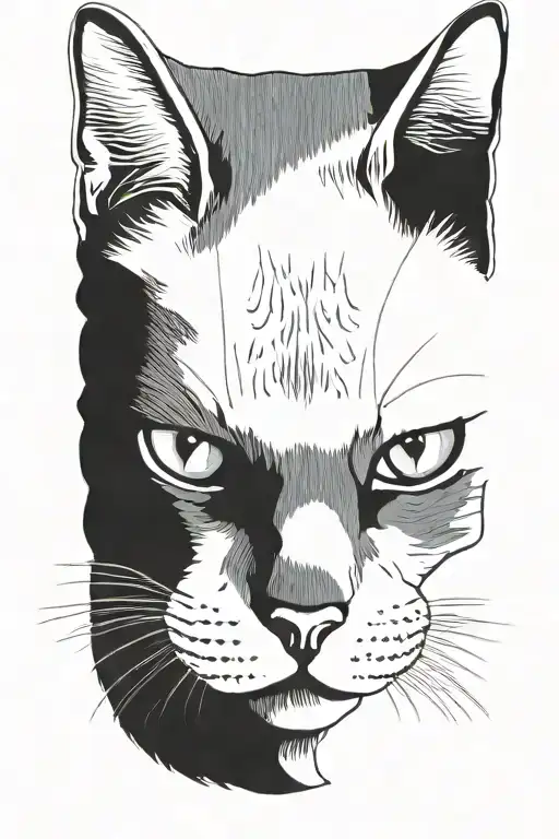 Russian blue cat breed face with an open mouth viewed from side only  tattoo design idea