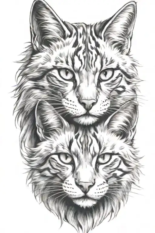 two warrior cats tattoo design idea