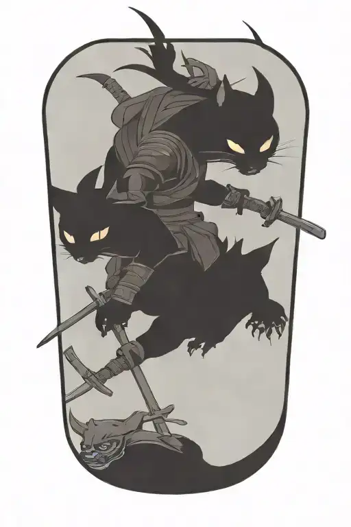 two samurai warrior cats  tattoo design idea