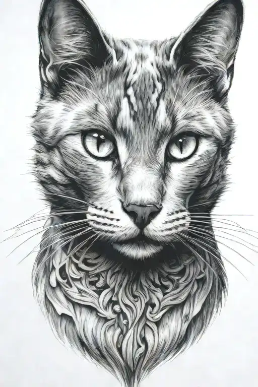 Russian blue cat breed face side profile  tattoo design idea