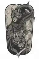 two samurai warrior cats  tattoo design idea