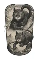 two samurai warrior cats  tattoo design idea