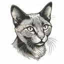 Russian blue cat breed face. Open mouth. Side profile view.  tattoo design idea