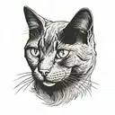 Russian blue cat breed face. Open mouth. Side profile view.  tattoo design idea