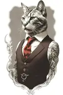 make cat clothing red. tattoo design idea