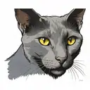 Russian blue cat breed face. OPEN MOUTH. Side profile view.  tattoo design idea