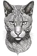 Russian blue cat breed face. OPEN MOUTH. viewed from side only.  tattoo design idea