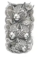 2 samurai warrior cats  tattoo design idea