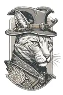 Russian blue cat samurai warrior. full body with samurai hat.  tattoo design idea