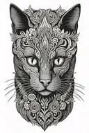 Russian blue cat breed face. OPEN MOUTH. Side profile view.  tattoo design idea