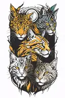 two warrior cats tattoo design idea