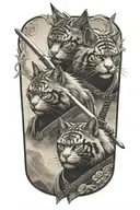 two samurai warrior cats  tattoo design idea