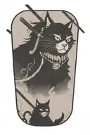two samurai warrior cats  tattoo design idea