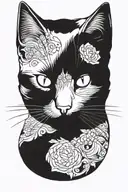 Russian blue cat breed face with open mouth. side profile  tattoo design idea