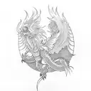 phoenix and dragon tattoo design idea
