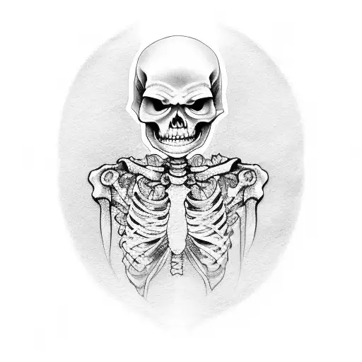 two hands shaking, one skeleton one human tattoo design idea