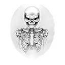 two hands shaking, one skeleton one human tattoo design idea