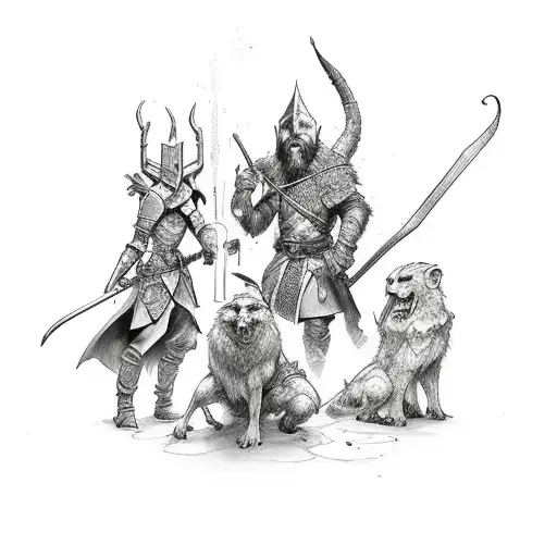 dnd party having a drink tattoo design idea