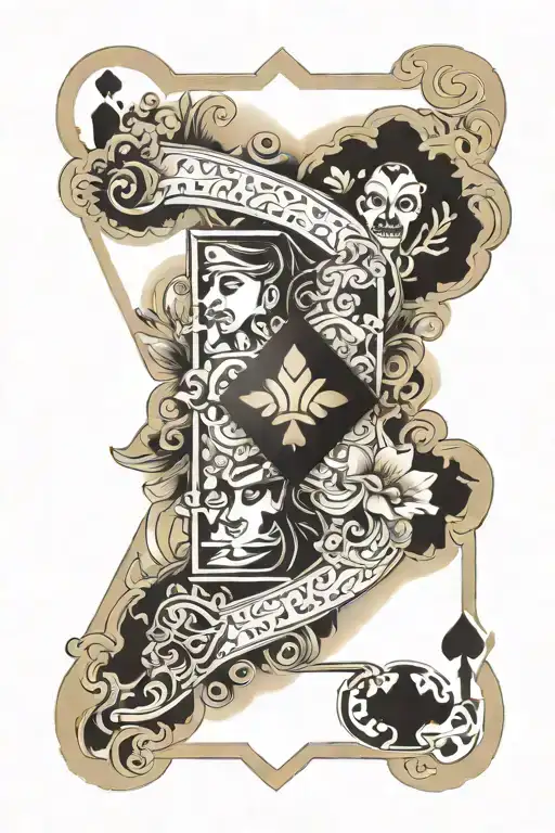 playing card style tattoo featuring travelling Thailand  tattoo design idea